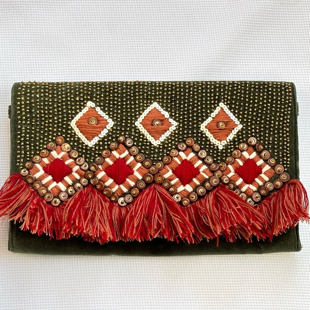 Mariella Embellished Velvet Clutch